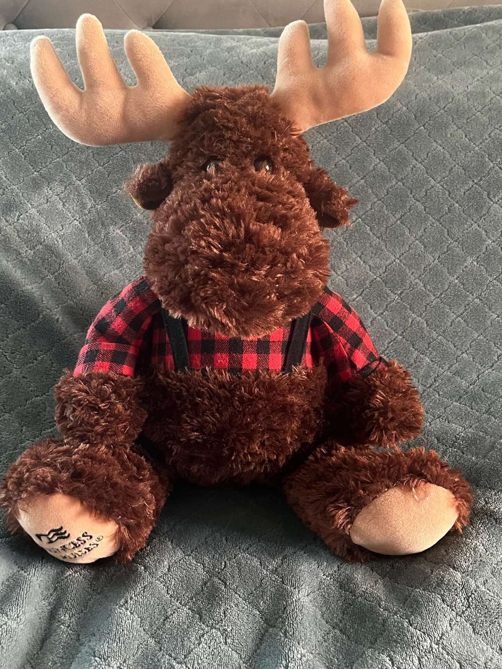 Plush Brown Cabin Moose with Red Plaid Shirt - Stuffed Animal Princess Cruises
